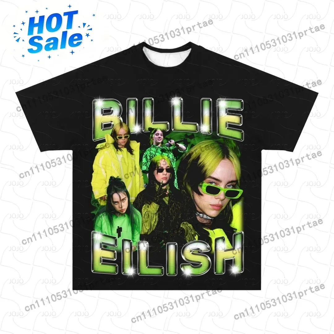 Billie Eilish Retro Pattern T- - Street Fashion Men 2025 评论和价格
