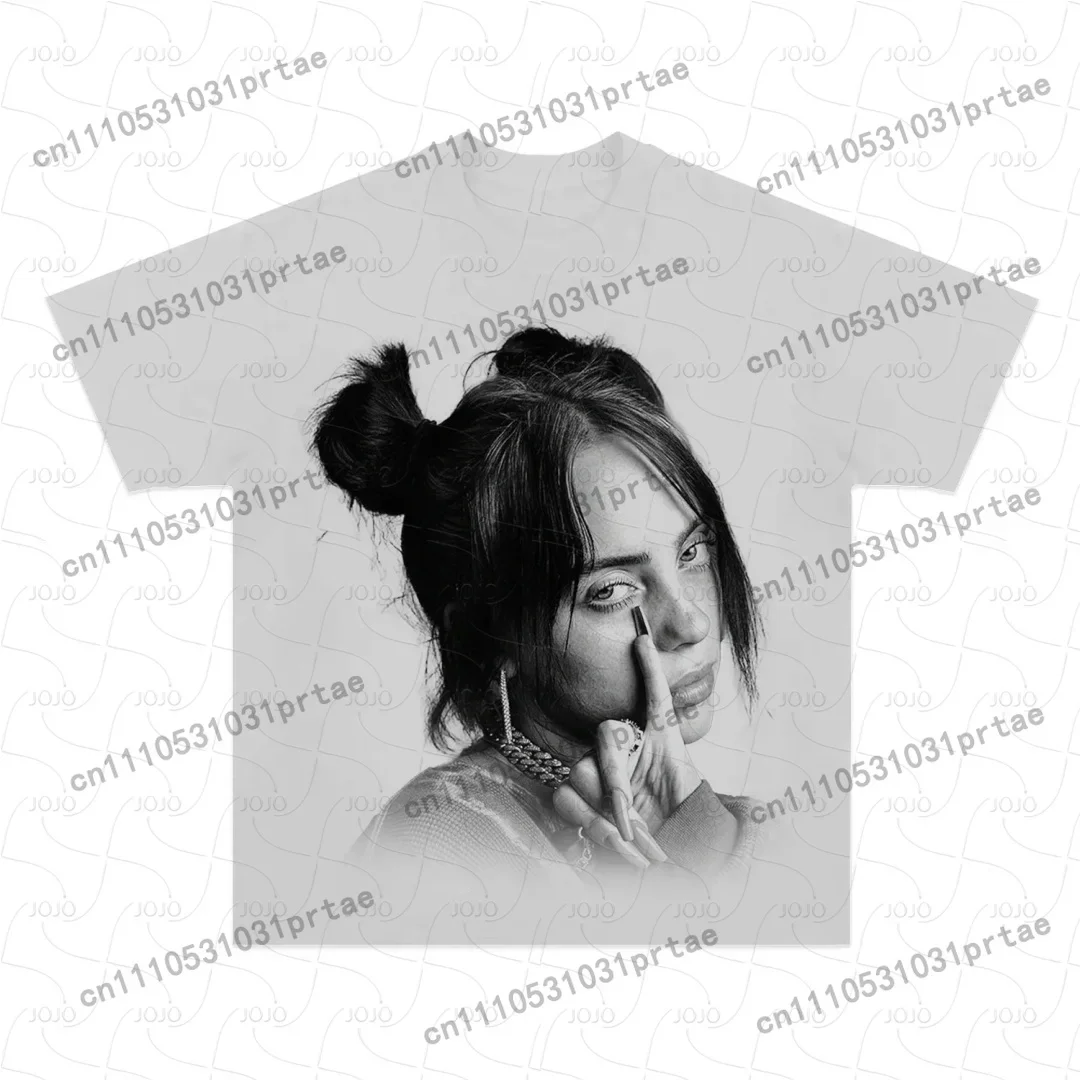 Billie Eilish Retro Pattern T- - Street Fashion Men 2025 评论和价格