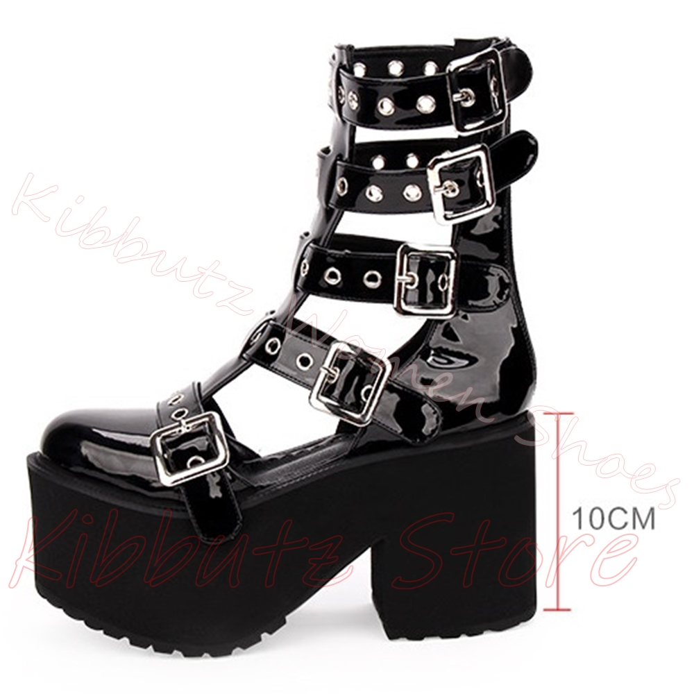 Multi Buckle Cutout Sandals Pl - Street Fashion Y2K 评论和价格